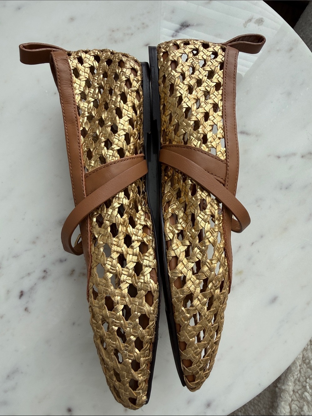 rag & bone Tan and Gold Woven Mary Jane Flats - Picture 5 of 10